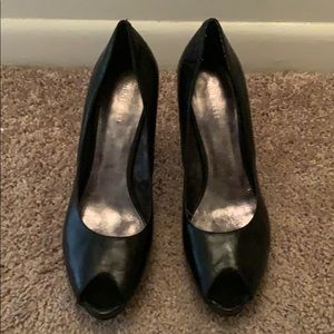 Nine West - black, peep toe, platform pumps